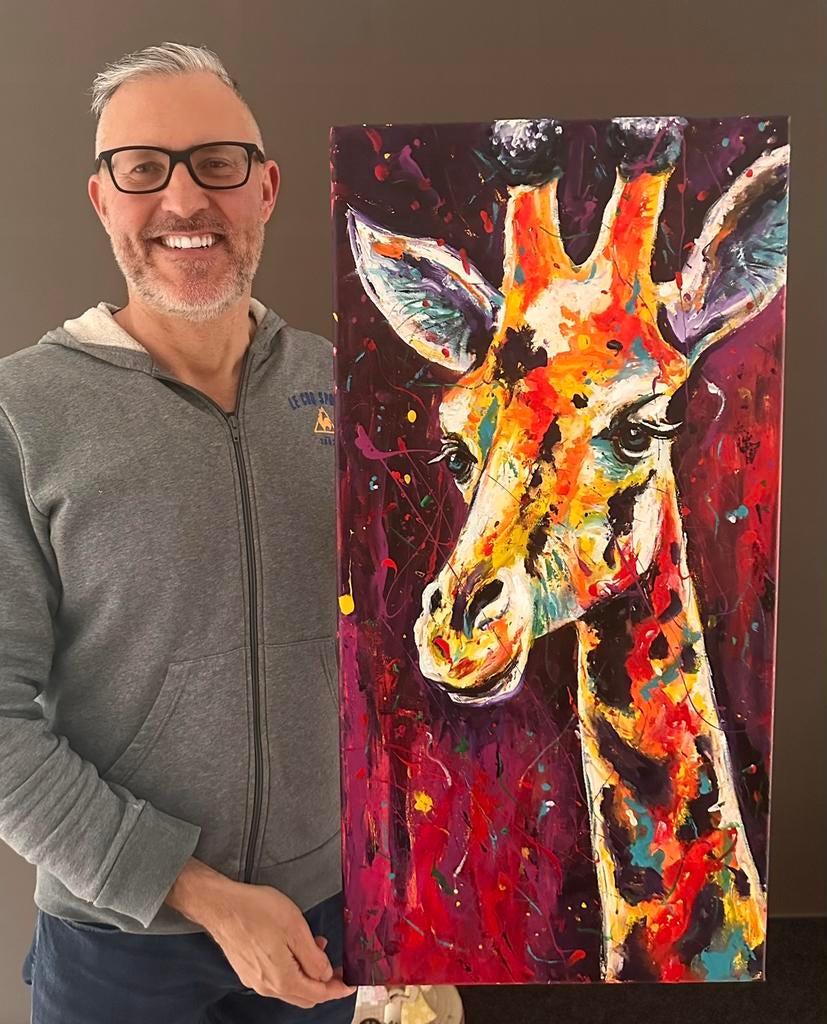 Vrij groot modern kleurrijk schilderij Mk Art, Antiek en Kunst, Ophalen