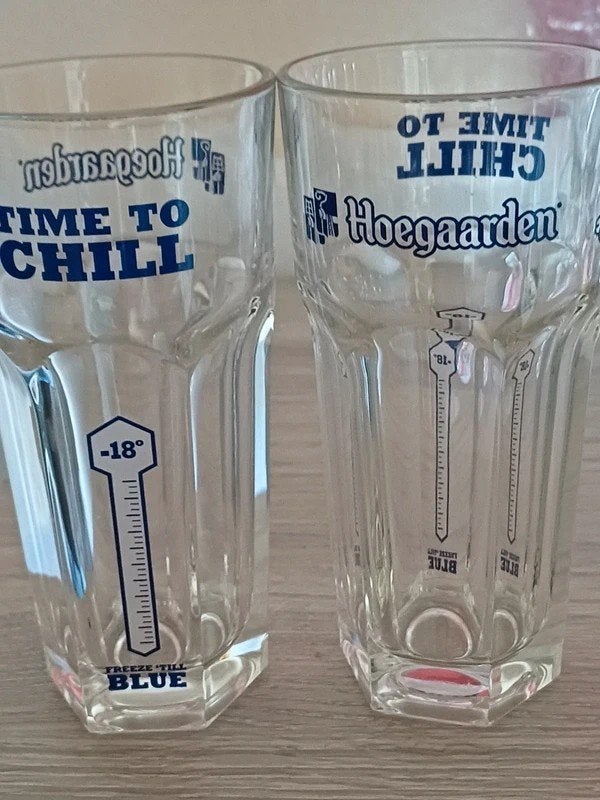 Lot de 2 verres Hoegaarden "Time to Chill" -, Envoi, Comme neuf, Verre à bière