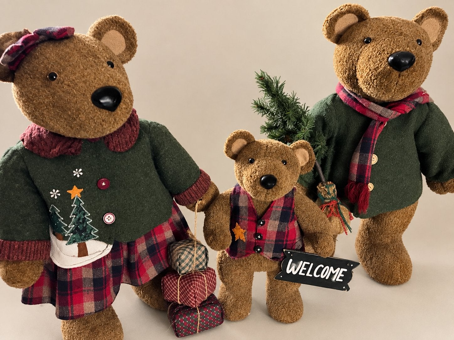 Berenfamilie kersttafereel, Collections, Enlèvement, Comme neuf, Ours en tissus, Autres marques