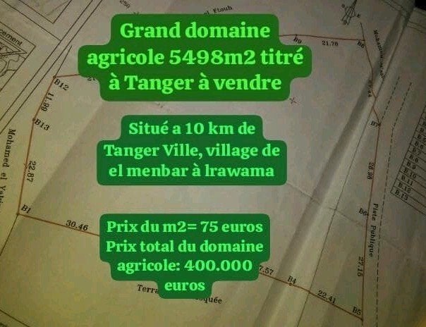 Landbouwgrond met grote titel van 5498 m² in Tanger, Immo