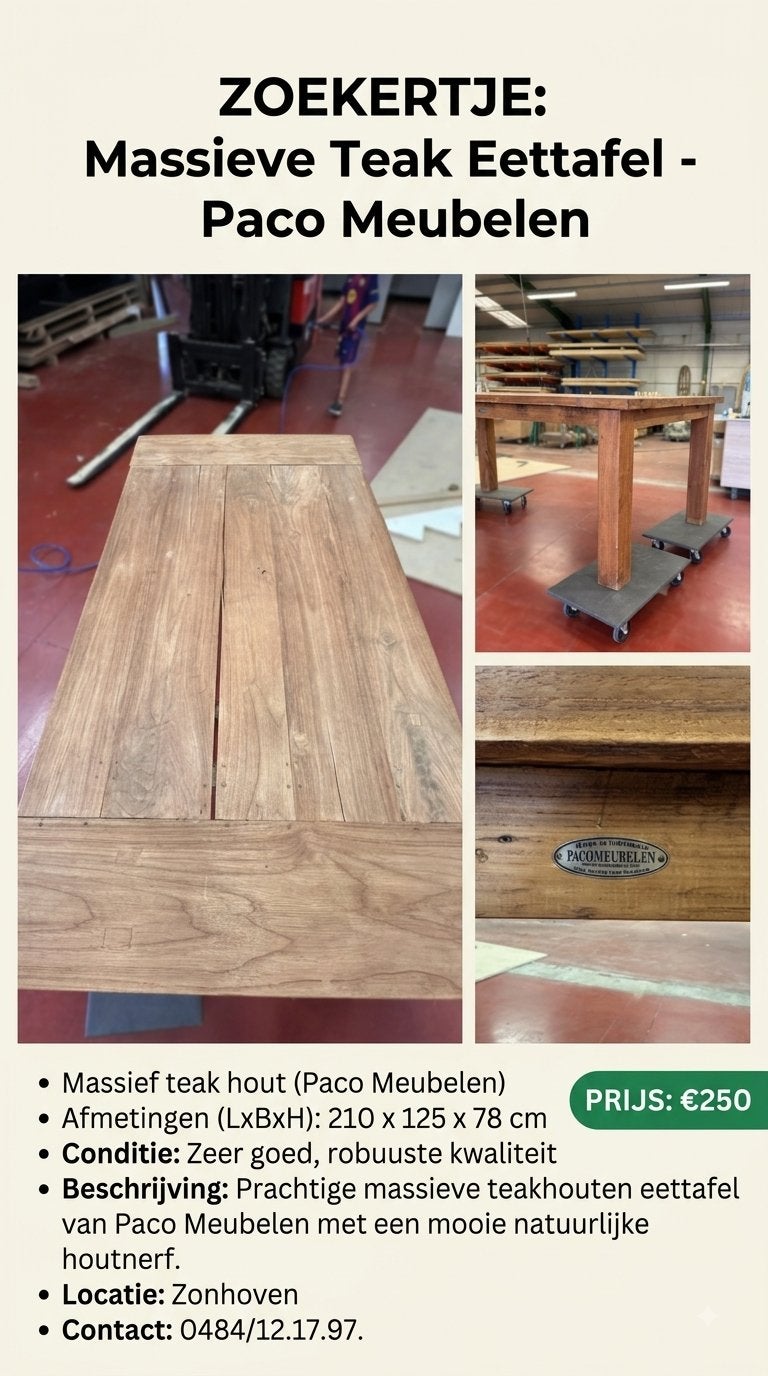 Tafel teak, Huis en Inrichting, Tafels | Eettafels, Ophalen, Teakhout, 50 tot 100 cm, Zo goed als nieuw