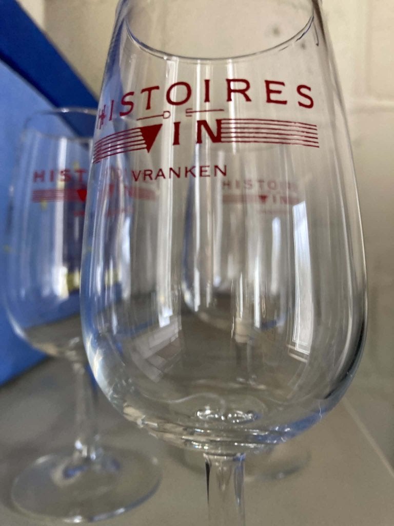 4 Verres "Histoire du Vin" Vrancken Liège 1970, Overige gebieden, Ophalen of Verzenden, Witte wijn, Zo goed als nieuw