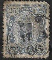 1 Postzegel Finland 1885 Wapen, Postzegels en Munten, Postzegels | Europa | Scandinavië, Ophalen of Verzenden, Finland, Gestempeld