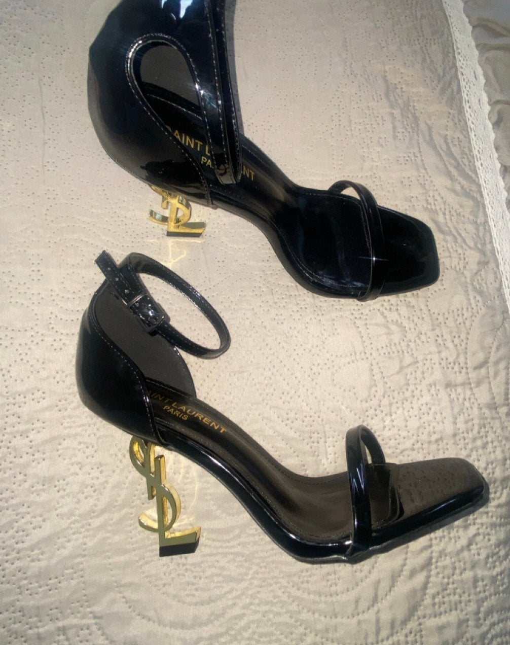 Saint Laurent YSL Opyum Heels | Black Patent Leather, Ophalen of Verzenden, Zo goed als nieuw