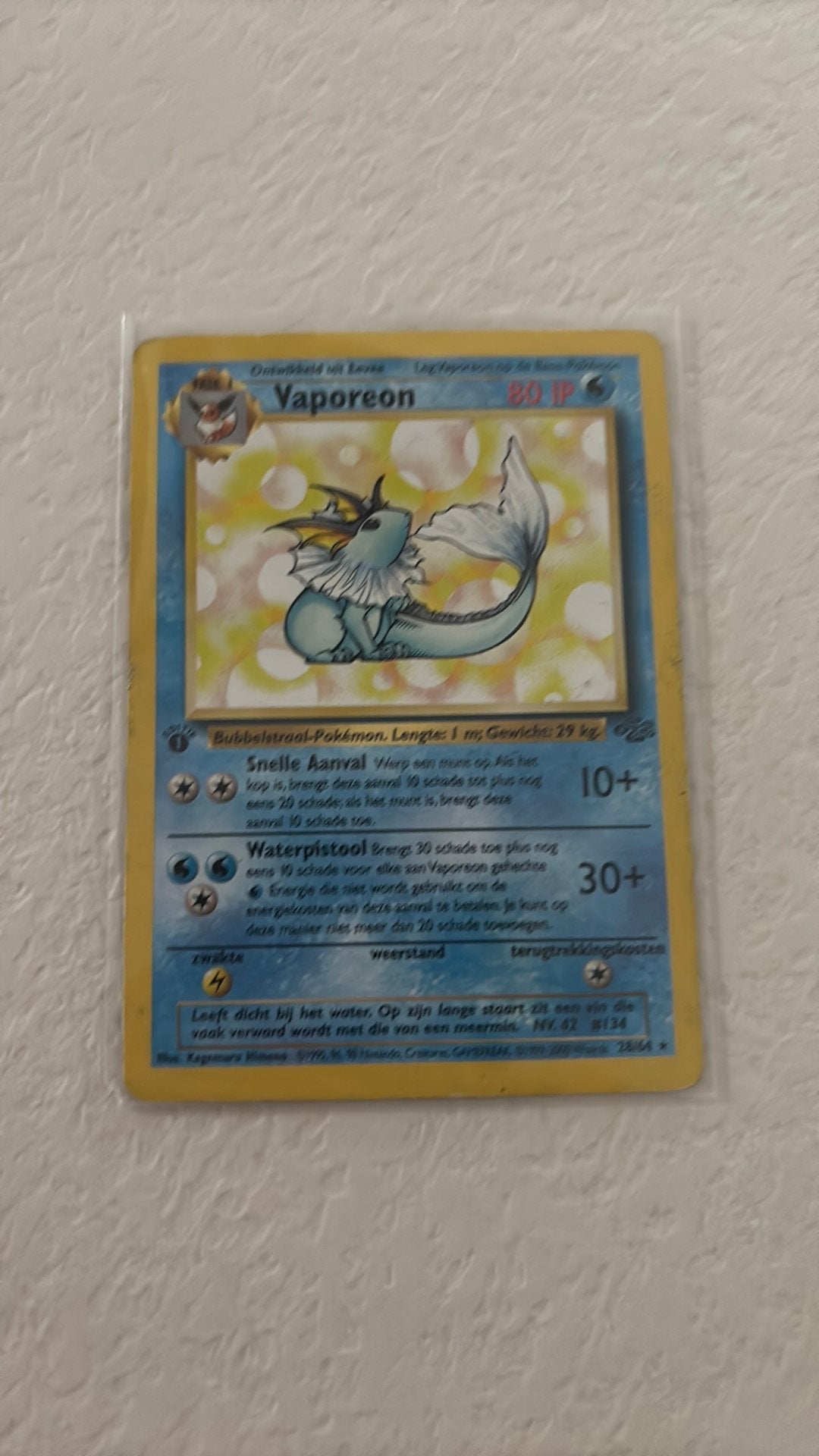 Vaporeon 1st edition, Hobby en Vrije tijd, Ophalen, Zo goed als nieuw