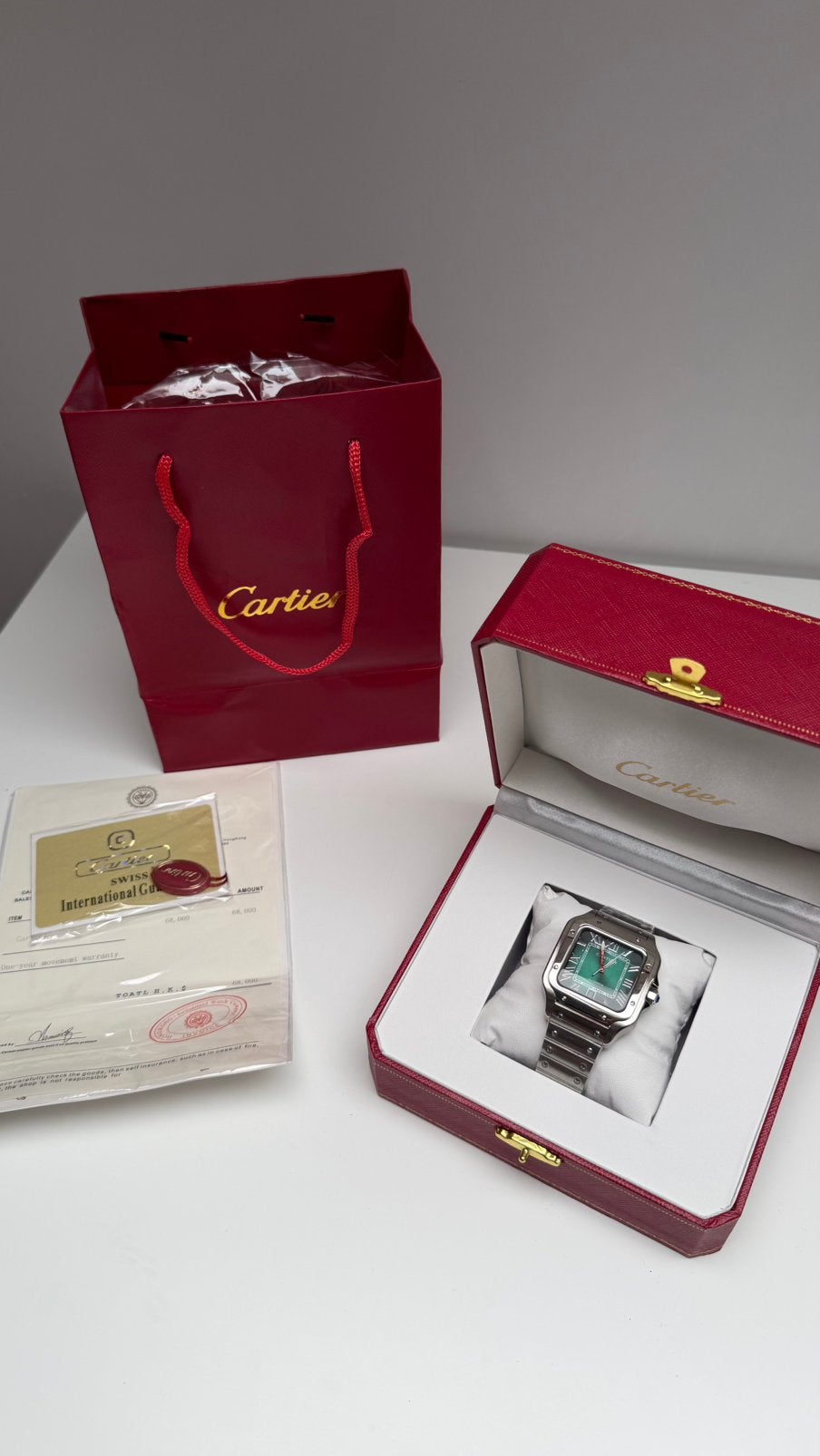 Montre Cartier Santos de Cartier verte 40 mm, Enlèvement ou Envoi, Étanche, Neuf, Vert