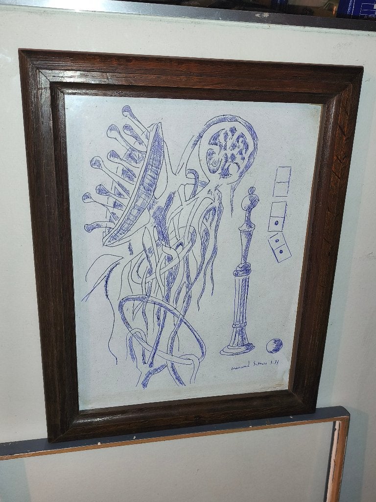 Dessin signe Armand simon, Antiek en Kunst, Kunst | Tekeningen en Fotografie, Tekening, Ophalen of Verzenden