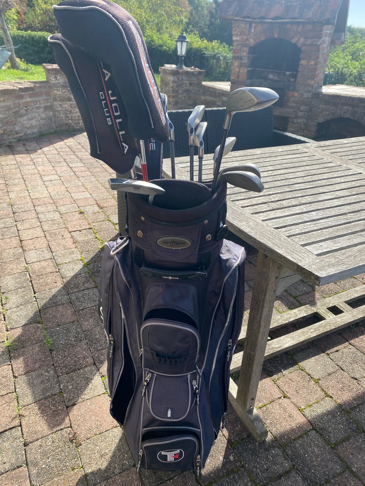 Sac de golf et clubs, bois, puter, etc, Sports & Fitness, Enlèvement, Comme neuf, Sac
