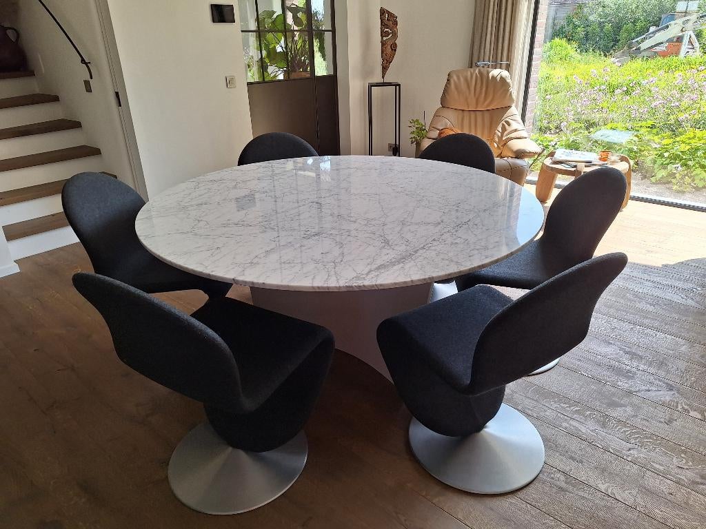 design tafel + design stoelen, Ophalen, Overige materialen, Design, 150 tot 200 cm