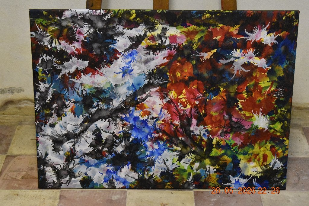 Peinture Abstraite Série N (106), par Joky Kamo, Enlèvement, Signé, Peinture à l'huile, Abstrait