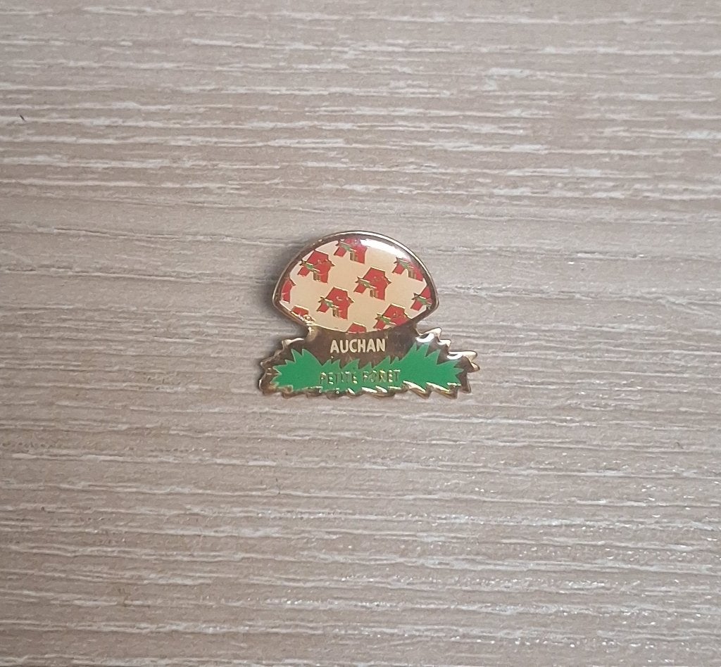 PIN - AUCHAN - PETITE FORET, Envoi, Utilisé, Autres sujets/thèmes, Insigne ou Pin's