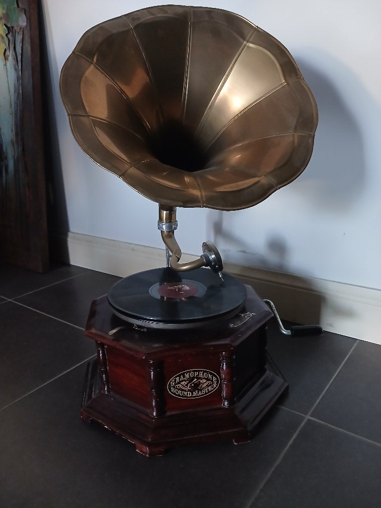 Grammofoon met 2 platen (deco), Ophalen, Zo goed als nieuw