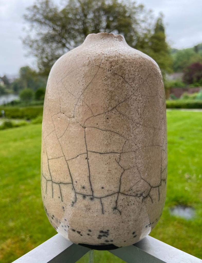 Belle pièce - céramique en raku signée - création unique !, Moins de 50 cm, Enlèvement ou Envoi, Autres couleurs, Poterie ou Porcelaine