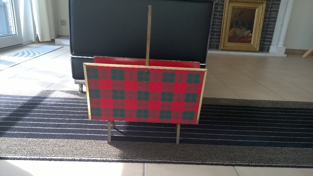 Vintage kranten houder met geruite stof bekleed, Ophalen of Verzenden, Gebruikt