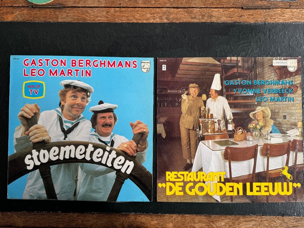 2 LP's Gaston Berghmans & Leo Martin, CD & DVD, Enlèvement ou Envoi, Utilisé, Cabaret ou Arts de la scène, LP