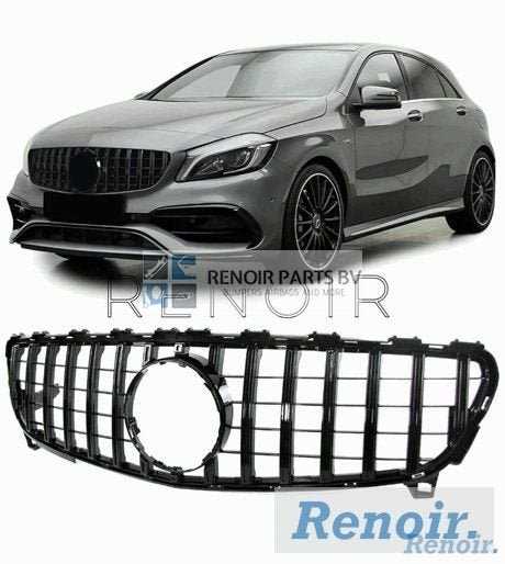 W176 GT Grill MB A Klasse Facelift Panamericana Glans Zwart, Gebruikt, -, -, Ophalen of Verzenden