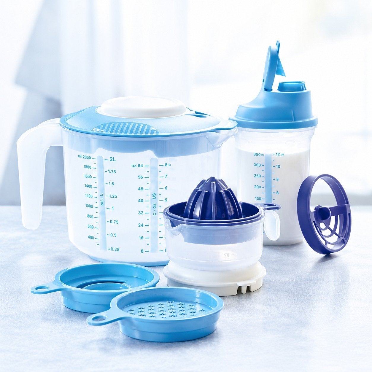 setje maatkan, Huis en Inrichting, Ophalen of Verzenden, Nieuw, Blauw, Shaker