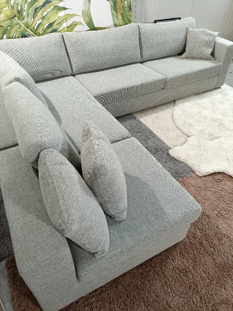 Grote grijze hoeksalon,als nieuw! (Bezorgoptie), Huis en Inrichting, Ophalen, Hoekbank, 300 cm of meer, Zo goed als nieuw
