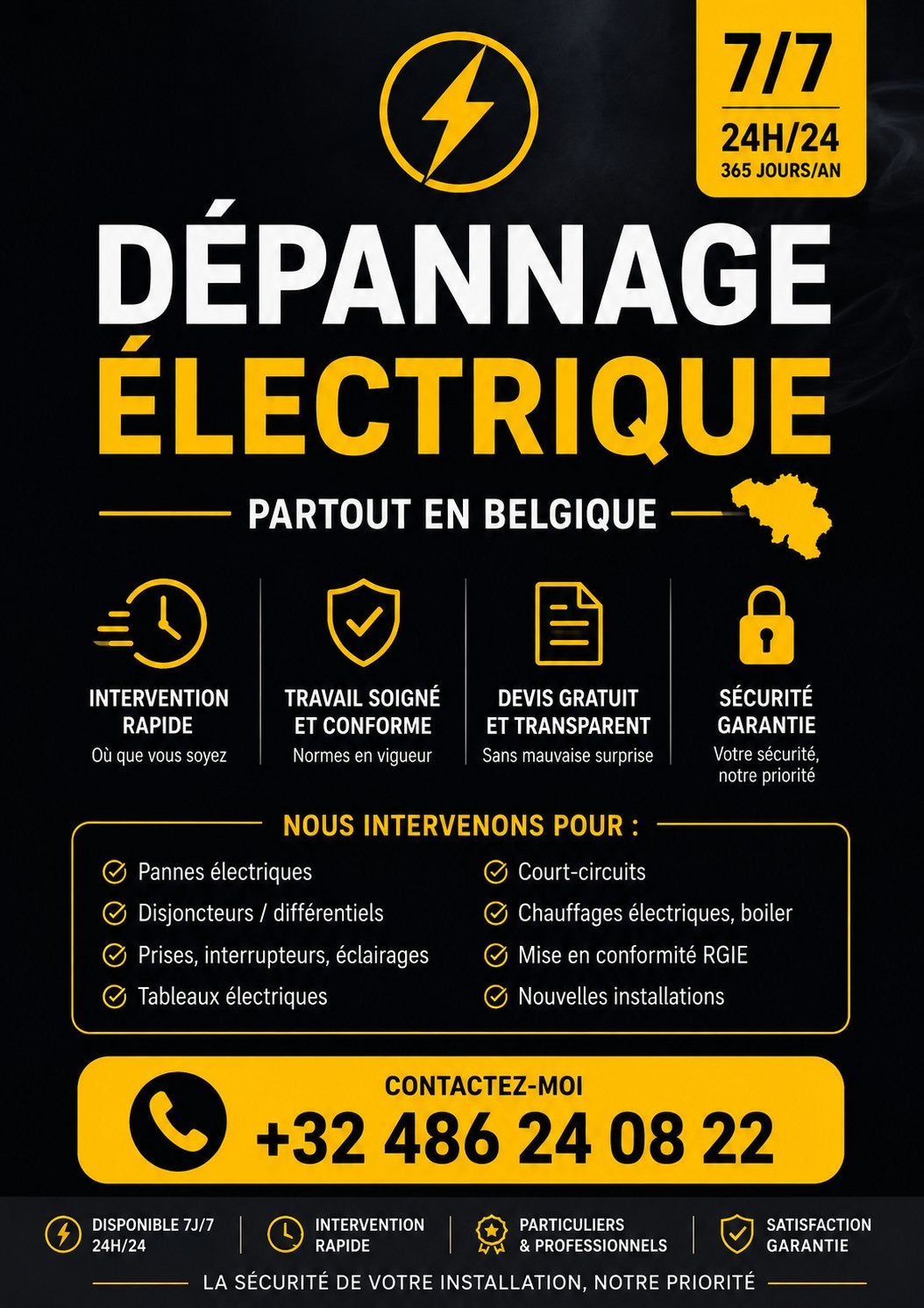 DÉPANNAGE ÉLECTRIQUE, Enlèvement ou Envoi