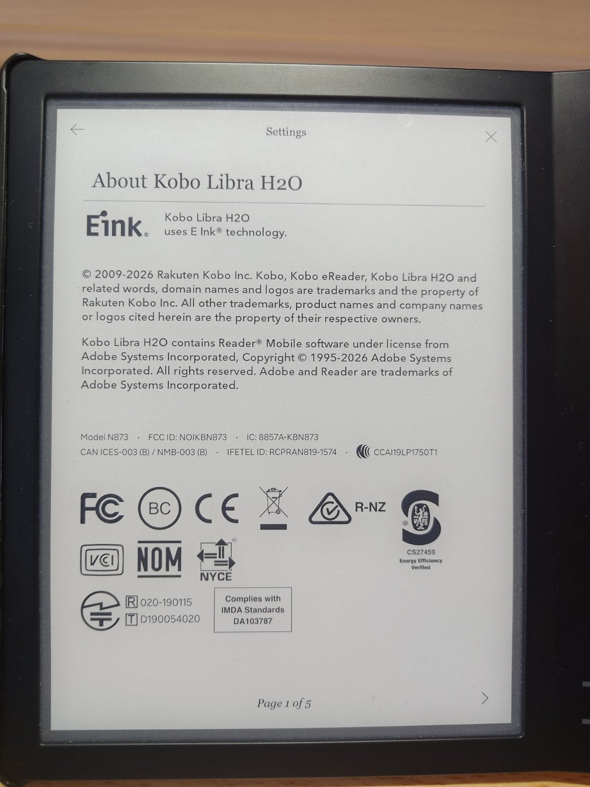 Kobo Libra H2O E-Reader, Computers en Software, 8 GB, Ophalen of Verzenden, Zo goed als nieuw, 7 inch