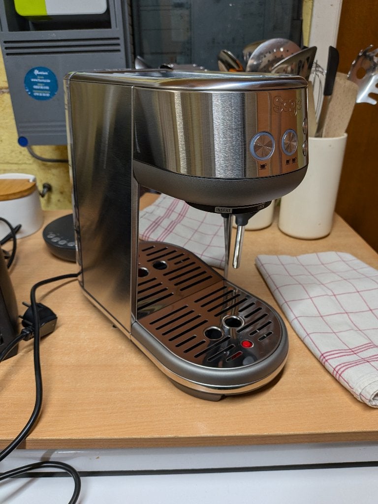 Sage Bambino + Baratza Encore ESP Pro + Accessoires, Elektronische apparatuur, Ophalen, Zo goed als nieuw, Espresso apparaat, Afneembaar waterreservoir