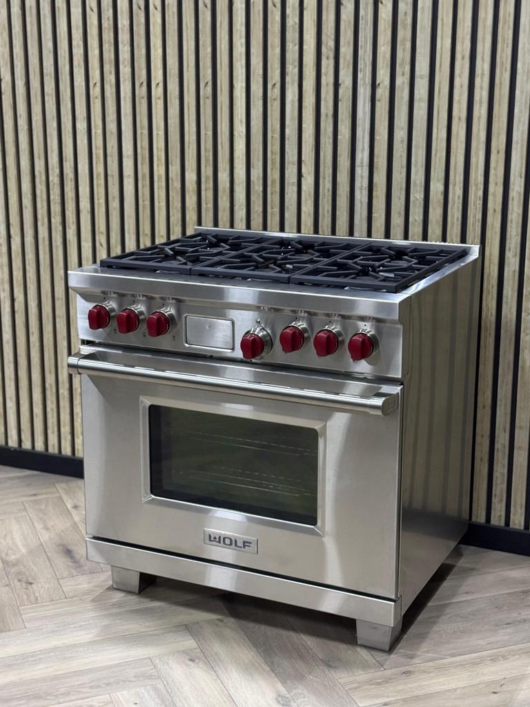 NIEUW Wolf Dual Fuel Fornuis + 91cm RODE KNOPPEN, Ophalen of Verzenden, Nieuw, Grill, Gas