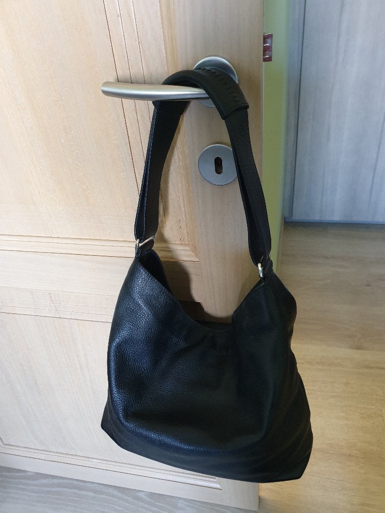 lederen handtas, Ophalen, Zo goed als nieuw, Zwart, Handtas