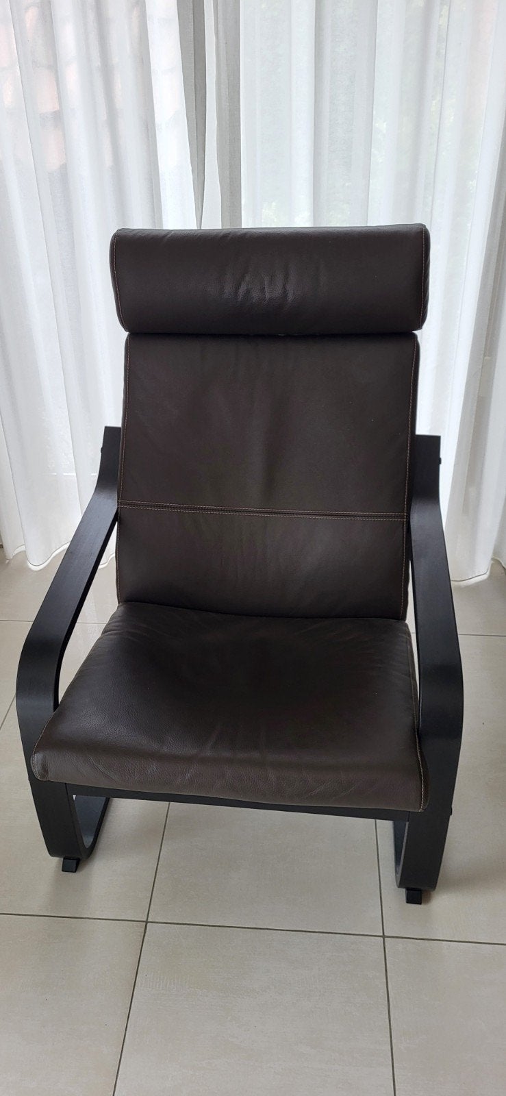 poang fauteuil bruine leder, Enlèvement, Comme neuf, Cuir