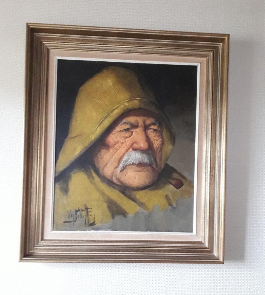Schilderij Aimé Van Belleghem Oude visser., Antiek en Kunst, Kunst | Schilderijen | Klassiek, Ophalen