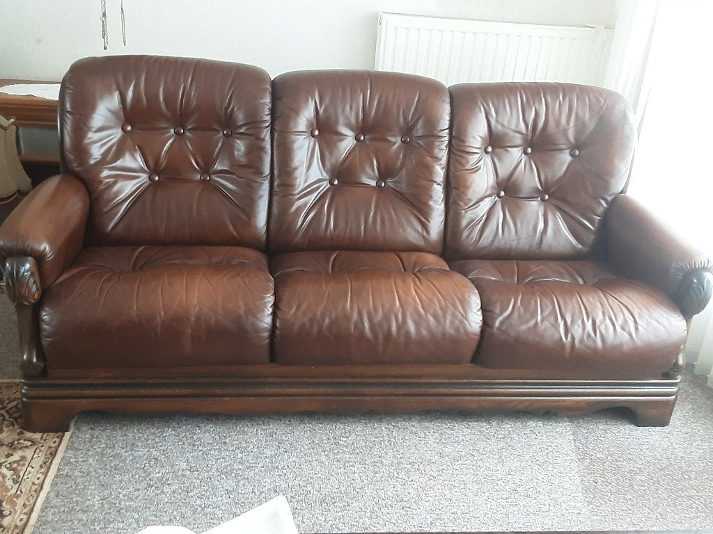 Leren zetels, Ophalen, Gebruikt, Rechte bank, Hout