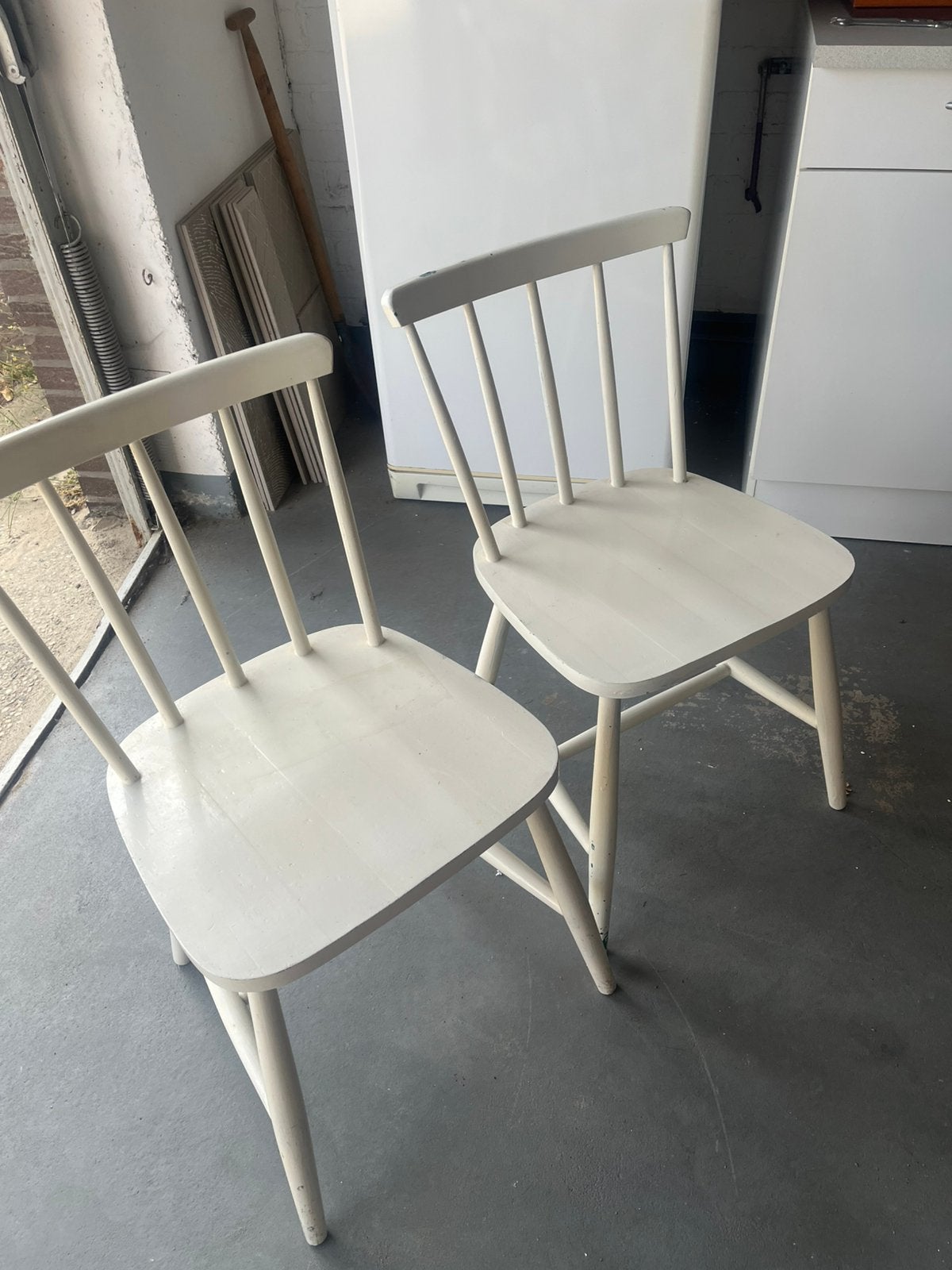 Chaises blanches en  bois, Jardin & Terrasse, Enlèvement, Utilisé, Bois