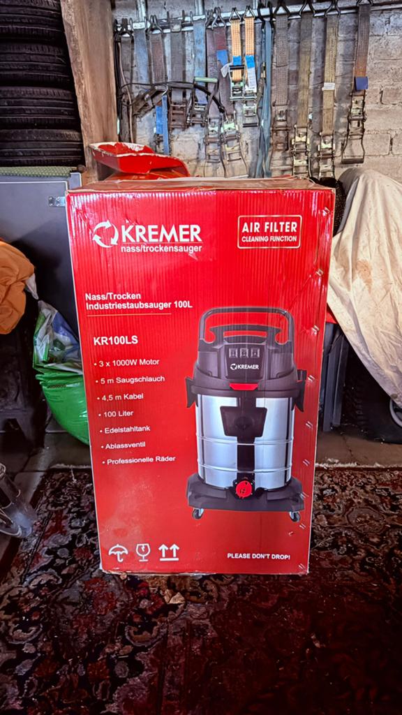 Kremer Industriële Stofzuiger 3000W 100L RVS Nat/Droog, Ophalen of Verzenden