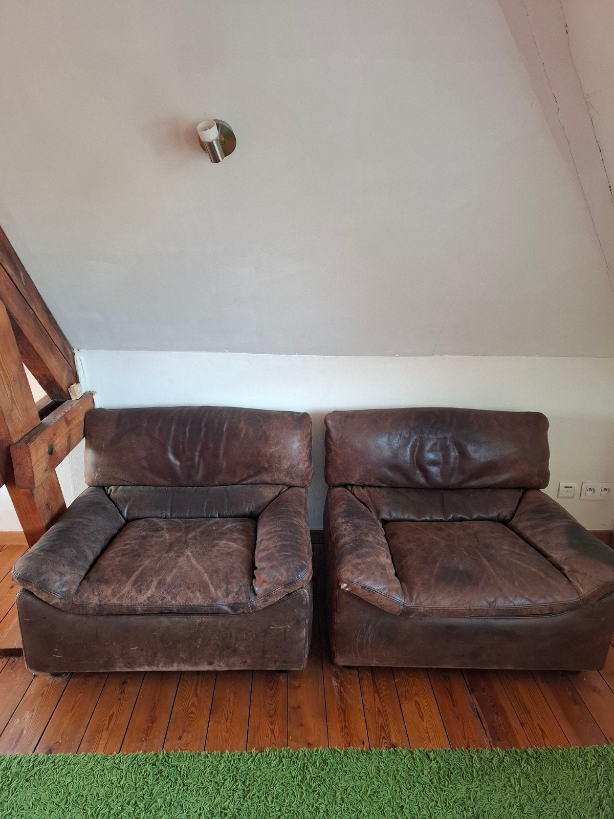 2 originele eenzit Durlet bruin leder, Huis en Inrichting, Ophalen, Gebruikt, Leer, Vintage