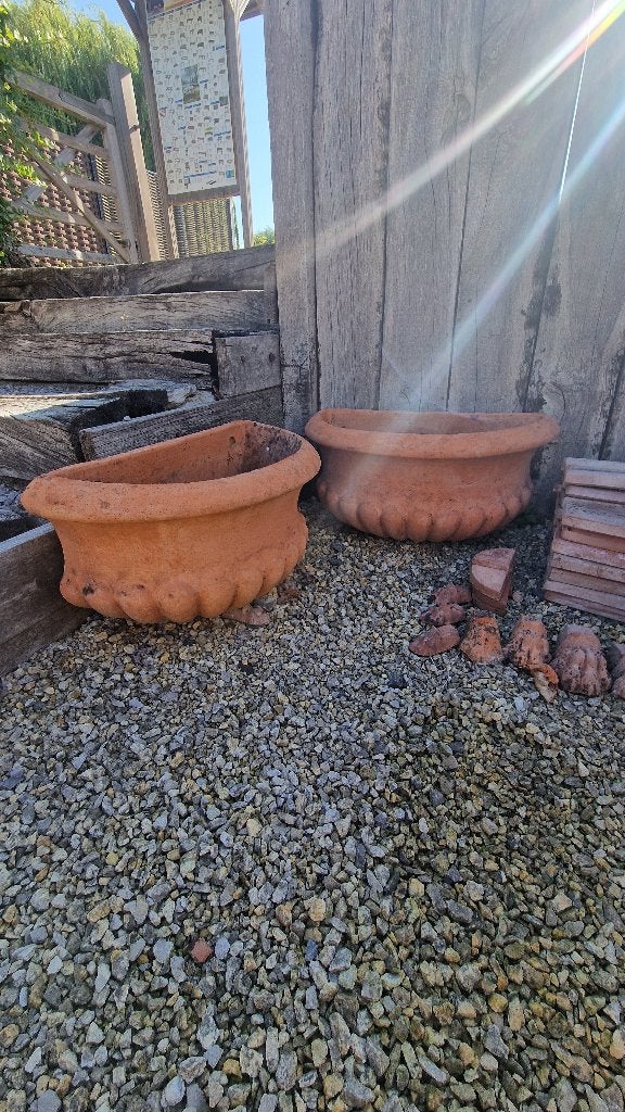 Pots muraux en terre cuite semi-circulaires italiens, Jardin & Terrasse, Balcon, Moins de 25 cm, Comme neuf, Enlèvement