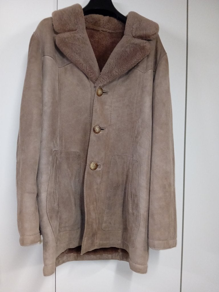 Warme heren jas omgekeerd schaap - lam 50 - 52, Ophalen, Gedragen, Overige maten, Beige