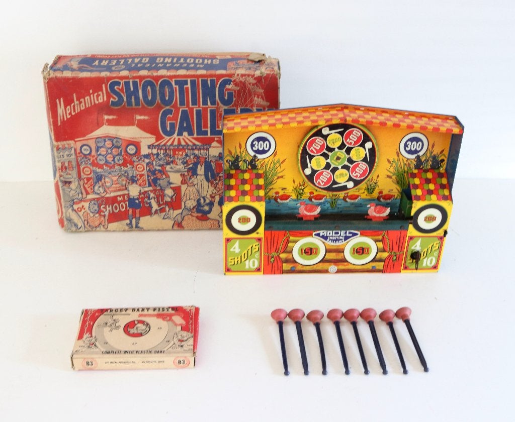 Antiek speelgoed - WYANDOTTE MECHANICAL Tin SHOOTING GALLERY, Antiek en Kunst, Ophalen of Verzenden