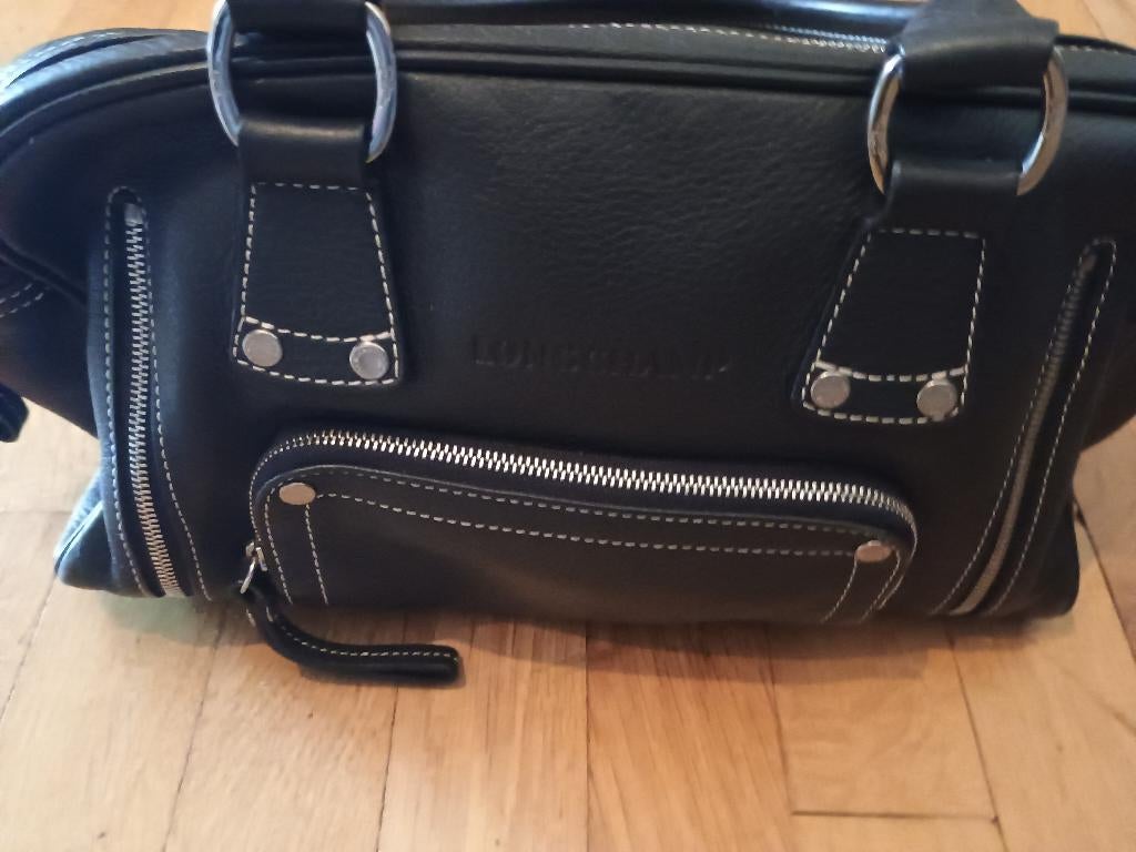 blauwe leren handtas van Longchamp, Ophalen of Verzenden, Zo goed als nieuw, Blauw, Handtas