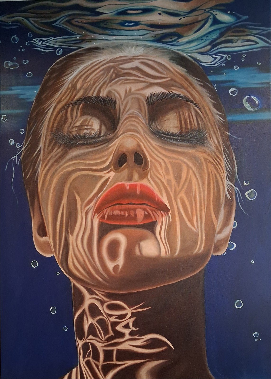 schilderij olie op doek - eigen werk, Antiquités & Art, Textile, Peinture à l'huile, Enlèvement, Portrait