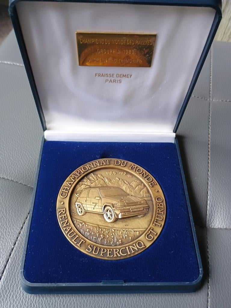 Médaille de bronze Renault 5 GT turbo, Enlèvement ou Envoi, Bronze