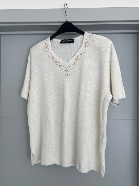 Pull korte mouw ( cremekleurig ) maat 50, Mer d Anvers, Ophalen of Verzenden, Zo goed als nieuw, Trui of Vest