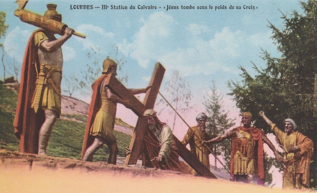 KRUISWEG LOURDES -Jezus valt onder het gewicht van het kruis, Verzamelen, Postkaarten | Themakaarten, Ophalen of Verzenden, Ongelopen