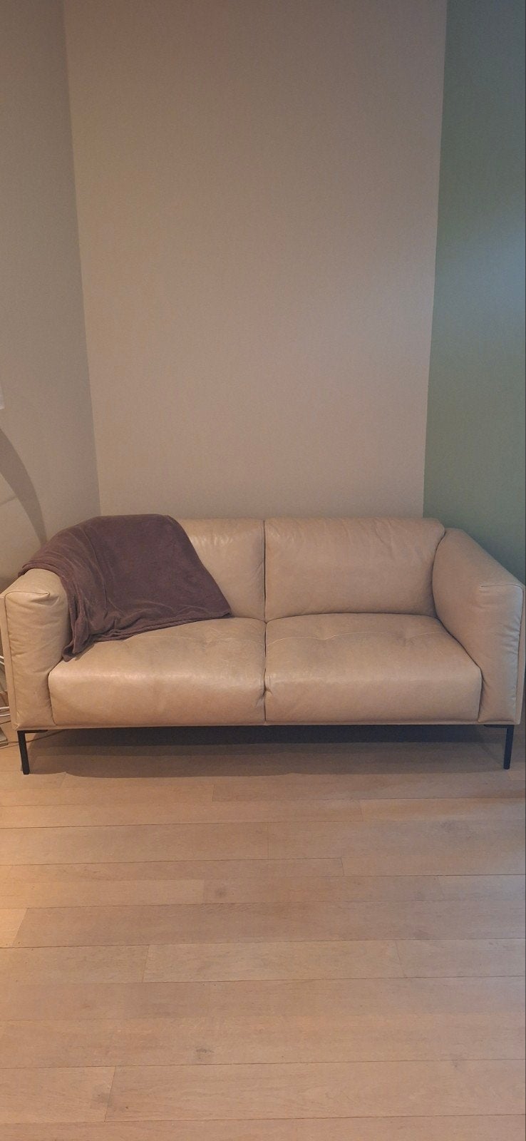 Beige zetel (leer), Ophalen, Gebruikt, Tweepersoons, Leer