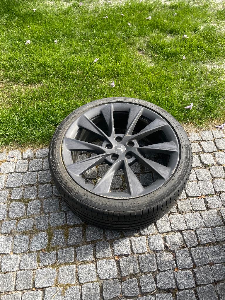 Tesla Sonic Carbon Twin Turbine 21 inch velgen met band, Auto-onderdelen, Banden en Velgen, Ophalen, Overige, Gebruikt, Velg(en)
