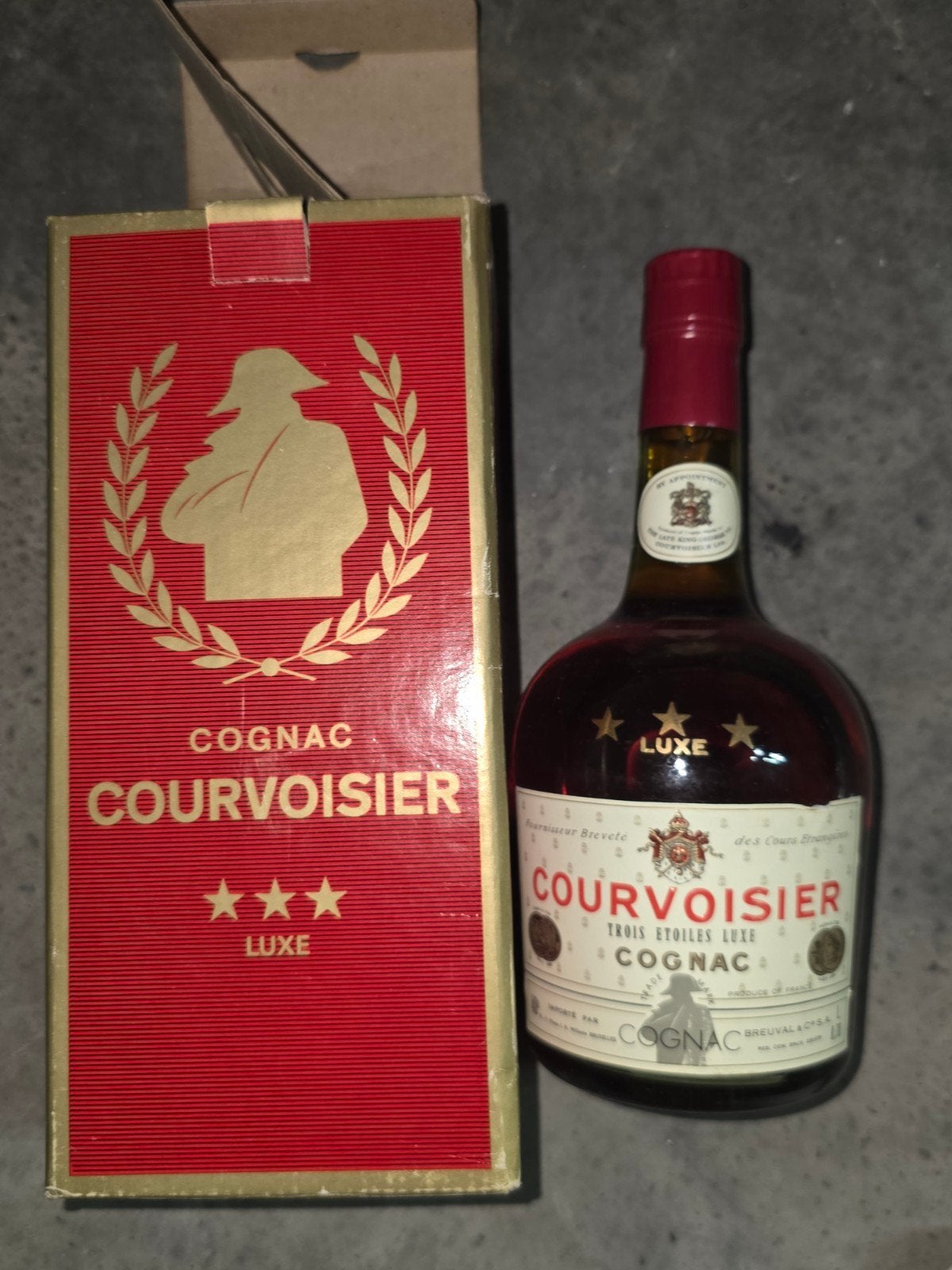 Courvoisier Trois Étoiles Luxe Cognac – ca. 1972 – 70 cl – i, Verzamelen, Ophalen