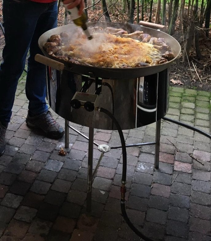 Paella pan inox voor +/- 30 personen, Huis en Inrichting, Ophalen, Inox