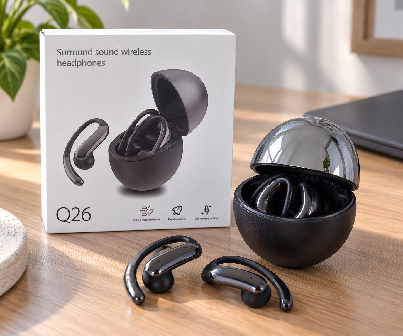 Q26 Open-Ear Wireless Bluetooth Headphones – Ear Hooks – Bla, Null, Bluetooth, Ophalen of Verzenden, Null