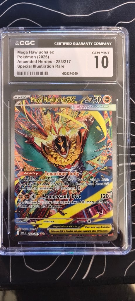 Mega Hawlucha EX Gem Mint 10, Ophalen, Nieuw, Losse kaart