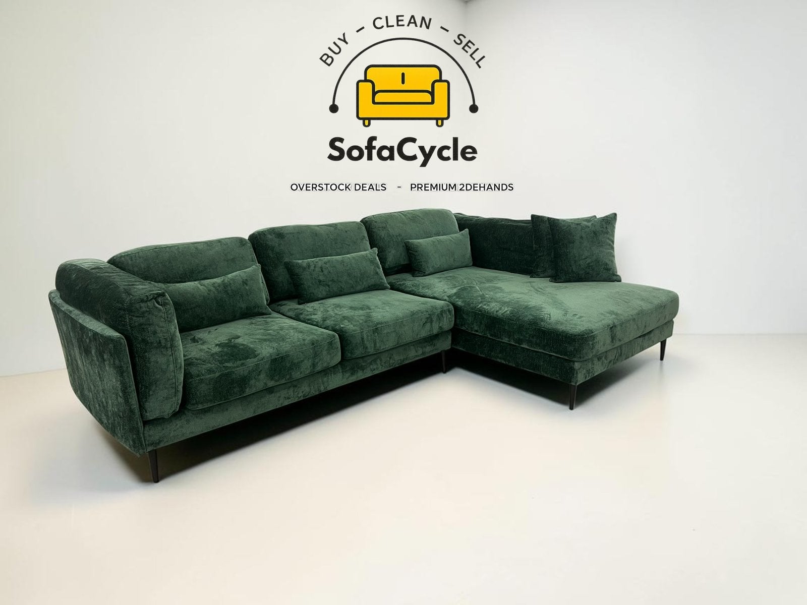 Siège d'angle spacieux en tissu vert, coin R — surstock, Neuf, Enlèvement ou Envoi, SofaCycle, Tissus
