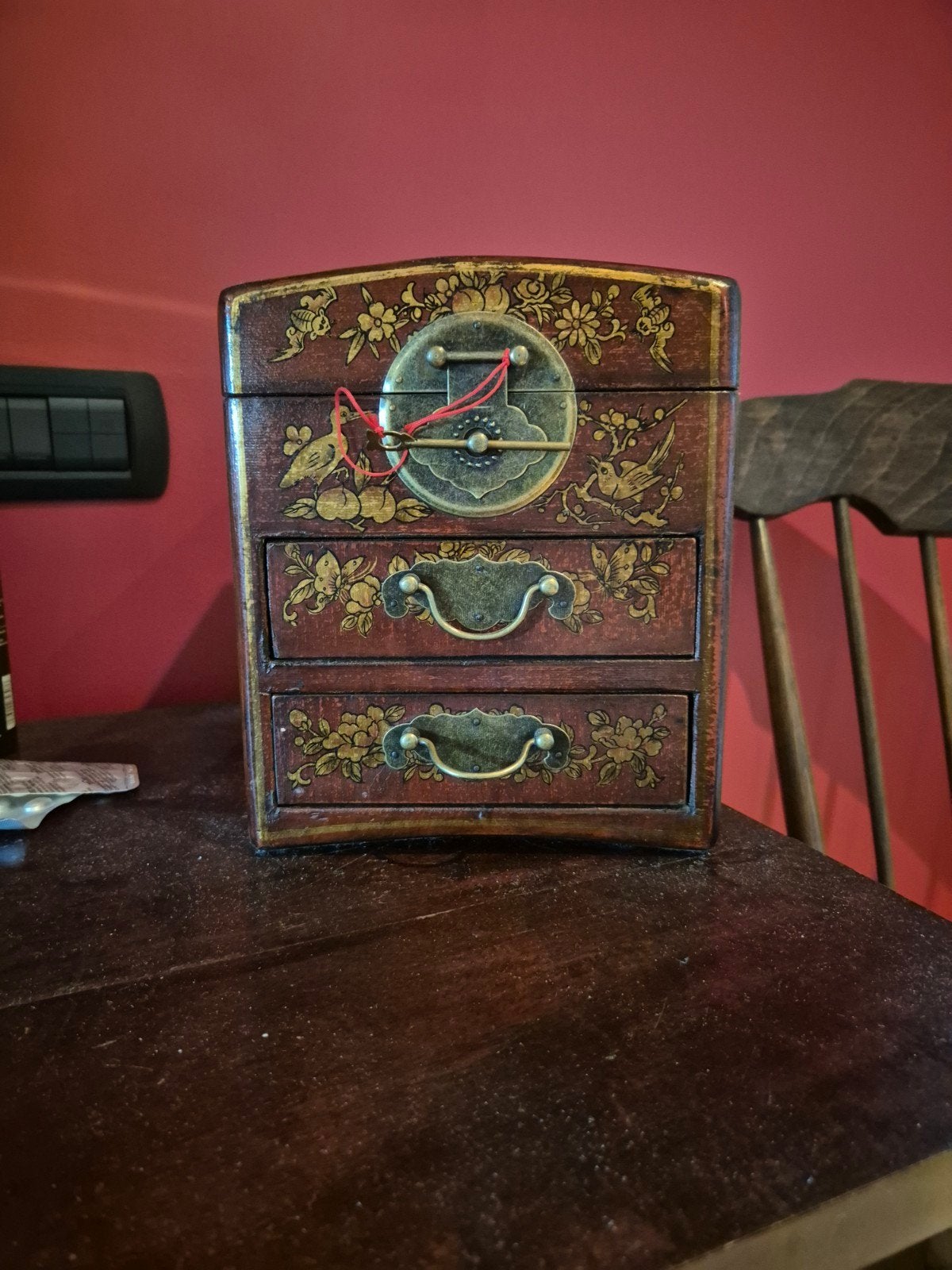 Vintage Oosters Juwelenkistje met Spiegel en 2 Lades, Ophalen of Verzenden