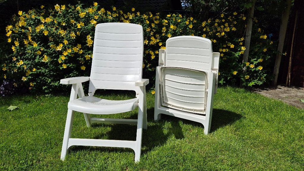 Set van 8 tuinstoelen (verstelbaar), Tuin en Terras, Tuinstoelen, Ophalen, Zo goed als nieuw, Kunststof, Verstelbaar